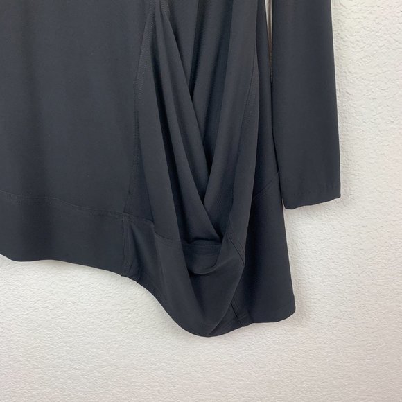 Sympli Size 12 Asymmetrical Hemline Tunic Top Draped Black Long Sleeve V Neck - Picture 5 of 11